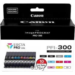 Canon PFI-300 Lucia PRO Ink, 10 Ink Tanks, Compatible to imagePROGRAF PRO-300 Pr