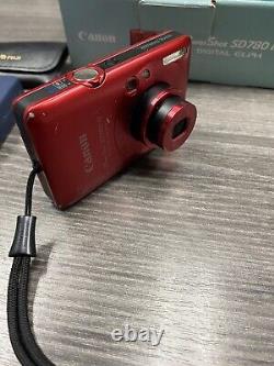 Canon Red Powershot SD780 IS Elph Compact 12.1 Camera With Cables & Charger Tested