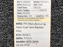 7722-1 (ALT B028-1) Assemblage de vessie de réservoir principal de carburant de fabrication FFC