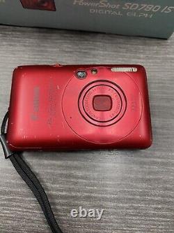 Appareil photo compact Canon Red Powershot SD780 IS Elph 12.1 avec câbles et chargeur, testé
