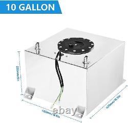 Réservoir de carburant en aluminium de 10 gallons + bouchon + émetteur de niveau + ensembles de lignes de carburant en nylon NEUF