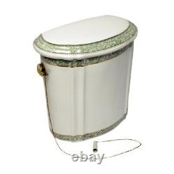 Réservoir de toilette en porcelaine vitreuse blanc/vert UNIQUEMENT avec tuyau en L, couleur sauge.